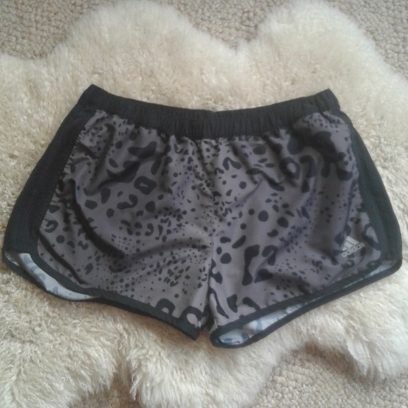 adidas Pants - Adidas Gray & Black Leapord Print Running Shorts